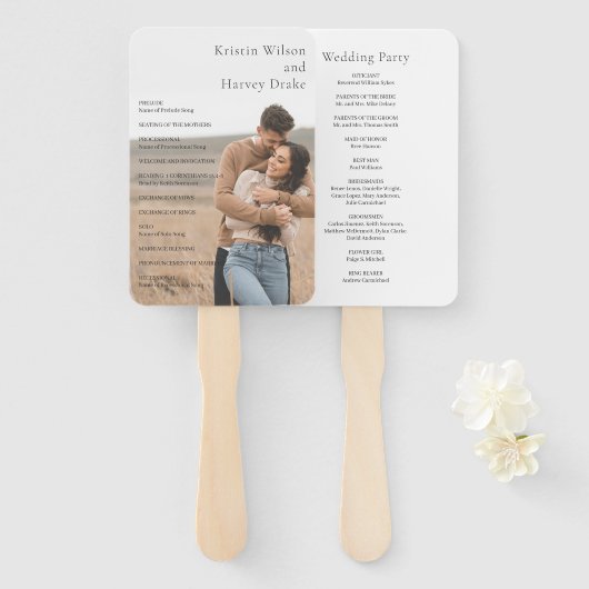 Kristin foto moderne bruiloft handwaaier (Voorkant en achterkant)