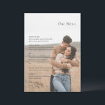 Kristin foto moderne bruiloft menu<br><div class="desc">Modern huwelijksmenu met een eenvoudig maar elegant ontwerp.</div>