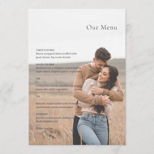 Kristin foto moderne bruiloft menu (Voorkant)