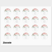 Kristina Floral Pink Boho Chic Wedding Ronde Sticker (Vel)