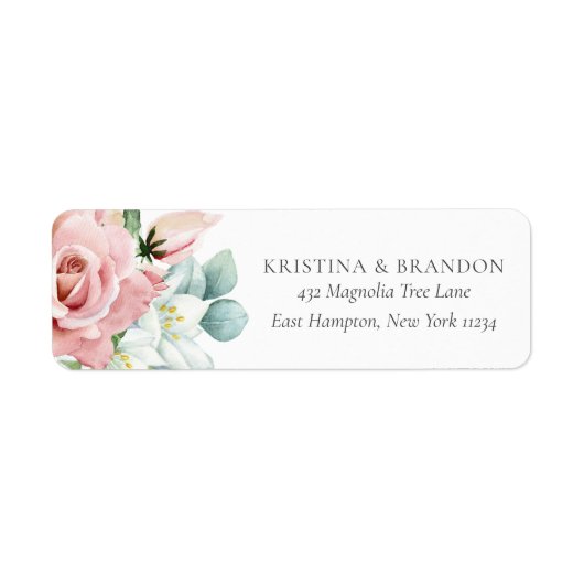 Kristina Pastel Pink Floral Boho Chic Etiket (Voorkant)