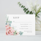Kristina Pastel Pink Floral Boho Chic RSVP Kaartje (Staand voorkant)