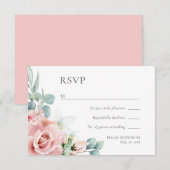 Kristina Pastel Pink Floral Boho Chic RSVP Kaartje (Voorkant / Achterkant)