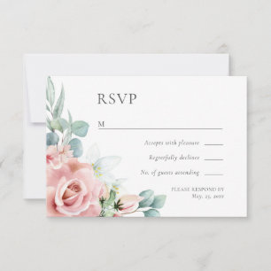 Kristina Pastel Pink Floral Boho Chic RSVP Kaartje
