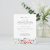 Kristina Pastel Pink Floral Boho Wedding Details Informatiekaartje (Staand voorkant)