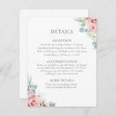 Kristina Pastel Pink Floral Boho Wedding Details Informatiekaartje (Voorkant / Achterkant)