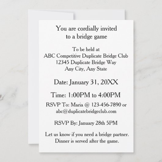 Kritiek nooit op uw Partner tijdens de Brug van he Kaart (Achterkant)