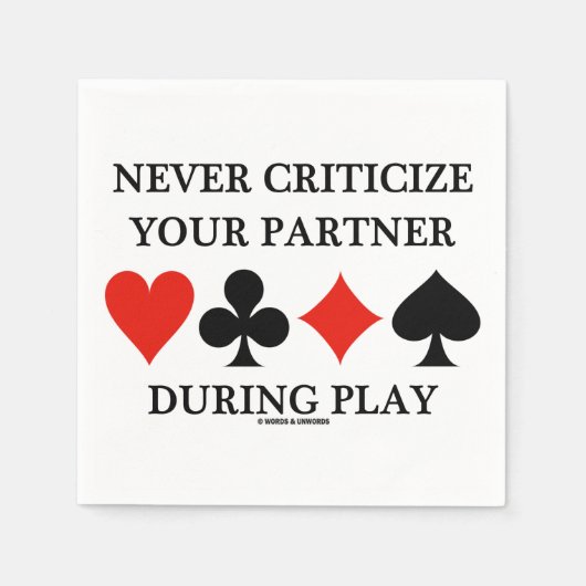 Kritiek nooit op uw Partner tijdens de Brug van he Servetten (Voorkant)