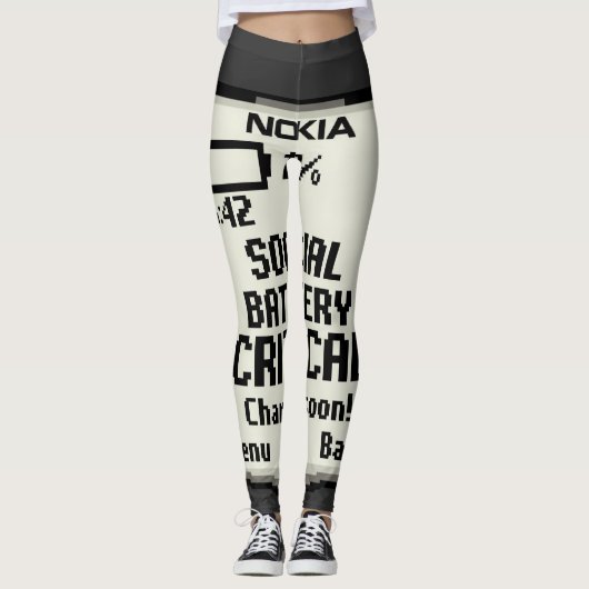Kritieke sociale batterij Grappige introvert Tech Leggings (Voorkant)