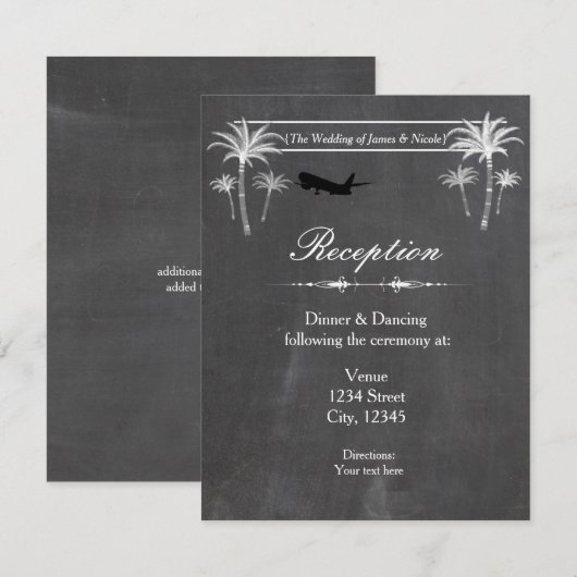 Kritisch Bestemming Reis Trouwreceptie Kaart (Voorkant / Achterkant)