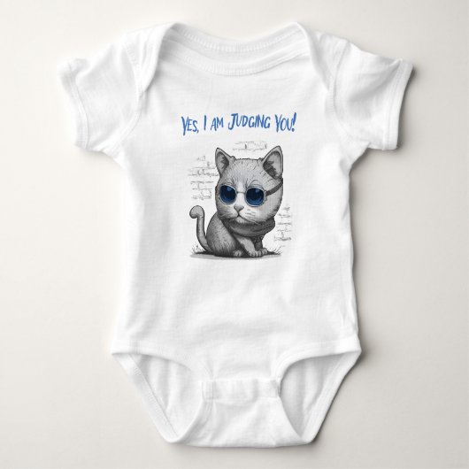 Kritische Kat Beoordeling Jouw Blauwe Tekst Romper (Voorkant)