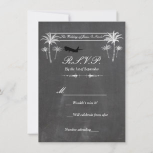 Kritische palmbomen & vliegtuig bestemmings RSVP k Kaart