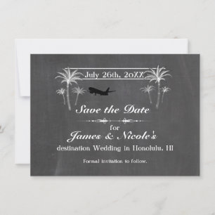 Kritische palmbomen & vliegtuigbestemming Sla de d Save The Date