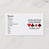 Kritiseer nooit uw Partner tijdens Spel (Brug) Visitekaartje (Voorkant)