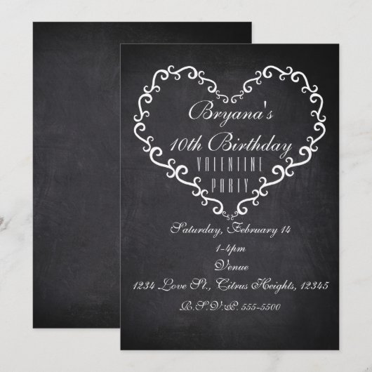 Kritkleurige witte ornamentale hart Valentijnskaar Kaart (Voorkant / Achterkant)