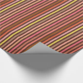 Kritstrepen - Chocoladebruin en Koraal Cadeaupapier (Hoek)
