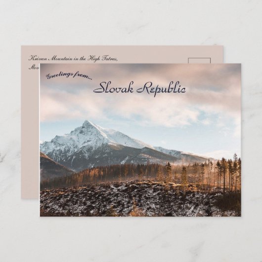 Krivan Mountain in de Hoge Tatra Slowakije Briefkaart (Voorkant / Achterkant)