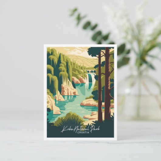 Krka Kroatië Art Travel  illustratie Briefkaart (Staand voorkant)