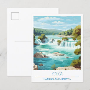 Krka Nationaal Park Kroatië Art Vintage Travel Briefkaart