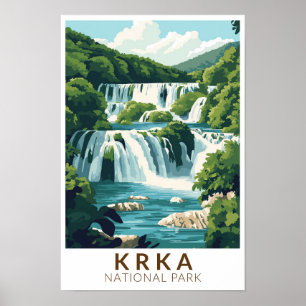 Krka Nationaal Park Kroatië Illustratie Reis Kunst Poster