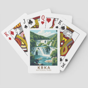 Krka Nationaal Park Kroatië Illustratie Reiskunst Pokerkaarten