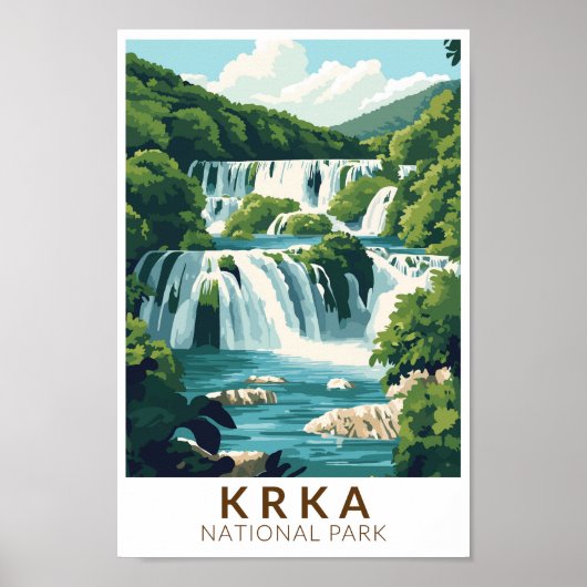 Krka Nationaal Park Kroatië Illustratie Reiskunst Poster (Voorkant)
