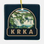 Krka Nationaal Park Kroatië Travel Art Keramisch Ornament<br><div class="desc">Krka vector artwork ontwerp. Het Nationaal Park Krka ligt aan de rivier de Krka in het zuiden van Kroatië. Het staat bekend om een reeks van 7 watervallen.</div>