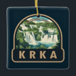 Krka Nationaal Park Kroatië Travel Art Keramisch Ornament<br><div class="desc">Krka vector artwork ontwerp. Het Nationaal Park Krka ligt aan de rivier de Krka in het zuiden van Kroatië. Het staat bekend om een reeks van 7 watervallen.</div>