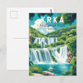 Krka Nationaal Park Kroatië Travel Art Vintage Briefkaart (Voorkant / Achterkant)