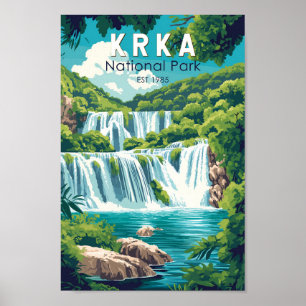 Krka Nationaal Park Kroatië Travel Art Vintage Poster