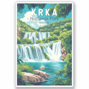 Krka Nationaal Park Kroatië Travel Art Vintage Sticker