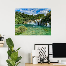 Krka Waterfalls in Croatia panorama view Poster