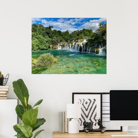 Krka Waterfalls in Croatia panorama view Poster (Thuiskantoor)