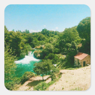 Krka-waterval, Nationaal park Krka, Kroatië Vierkante Sticker