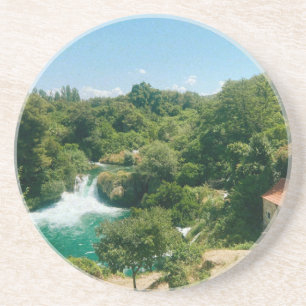 Krka Watervallen - Nationaal Park Krka - Kroatië Zandsteen Onderzetter