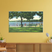 Kroaten aan de Beach en het Park aan de Chautauqua Canvas Afdruk (Insitu (Woonkamer))