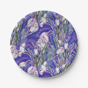 Kroaten, bloempatroon, mooie lentbloemen papieren bordje