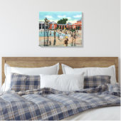 Kroaten in de Saratoga-zwembad Canvas Afdruk (Insitu (Slaapkamer))
