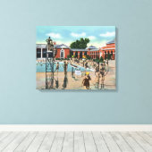 Kroaten in de Saratoga-zwembad Canvas Afdruk (Insitu (Houten vloer))