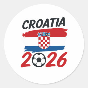 Kroatië 2026 Voetbalfan ontwerp vlag kleuren Ronde Sticker