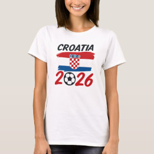Kroatië 2026 Voetbalfan ontwerp vlag kleuren T-shirt