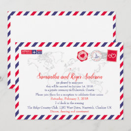 Kroatië Air Mail Post Bruiloftsreceptiekaart Kaart