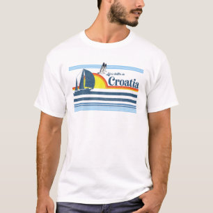 Kroatië - Beach Retro 70S 80S Sailing Boat Sunset T-shirt