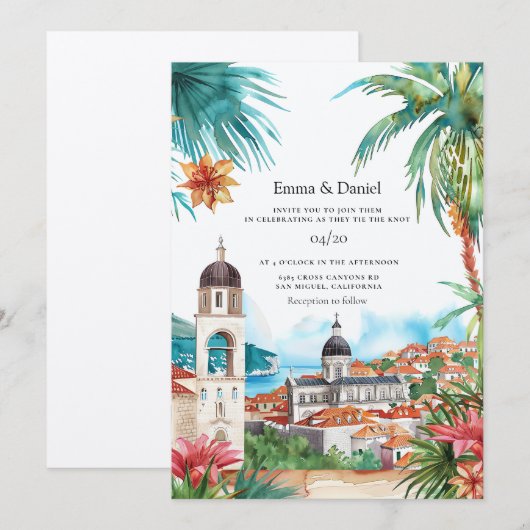 Kroatië Bestemming Bruiloft Kaart (Voorkant / Achterkant)