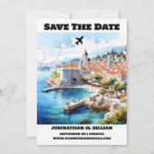 Kroatië bestemming bruiloft save the date modern (Voorkant)