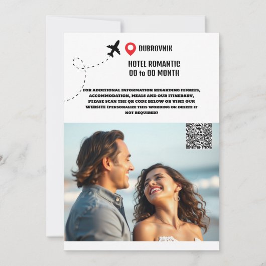 Kroatië bestemming bruiloft save the date modern (Achterkant)