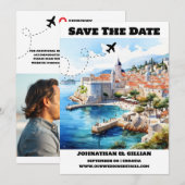 Kroatië bestemming bruiloft save the date modern (Voorkant / Achterkant)