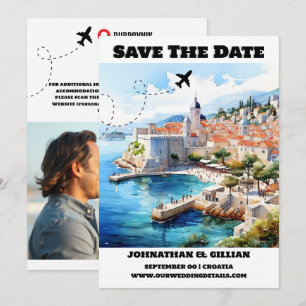 Kroatië bestemming bruiloft save the date modern
