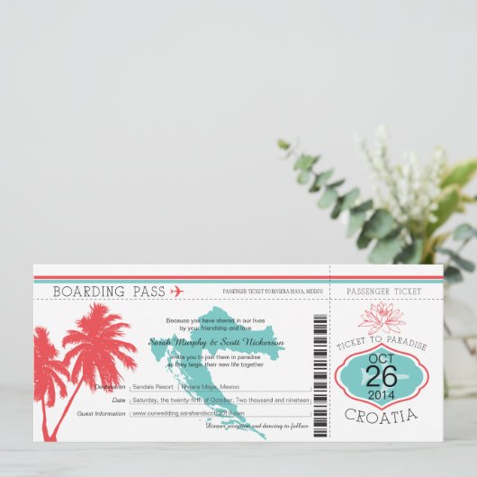 Kroatië Boaring Pass Blauwgroen en Coral Kaart (Staand voorkant)