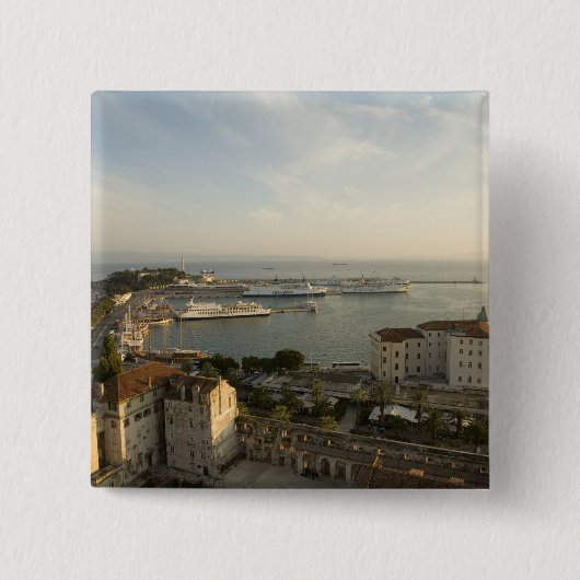Kroatië, Dalmatië, Split. Uitzicht op Riva Vierkante Button 5,1 Cm (Voorkant)